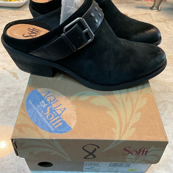 Sofft Adena Western Inspired Clog Black Suede NWT - Picture 7 of 8